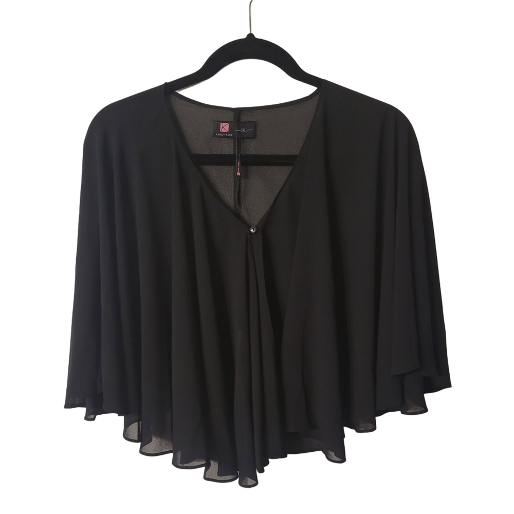 Kancy Kole Black Sheer Cape Blouse